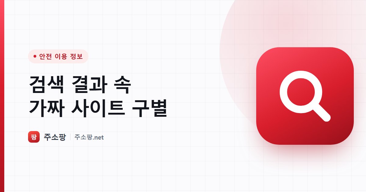 검색 결과에 섞인 가짜 사이트를 광고 표시와 도메인으로 구별하는 방법을 안내하는 주소팡 이미지